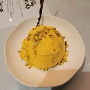 Persian Ice Cream $6.00 Ice cream with rosewater, pistachios, and saffron