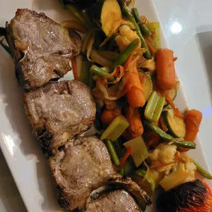 Surena lamb kabob with vegetables