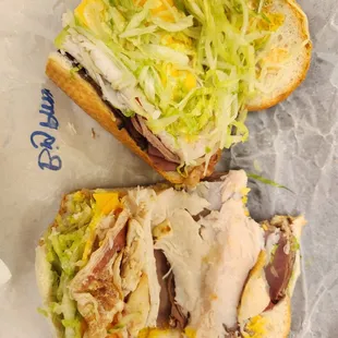 a sandwich cut in half