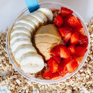a bowl of fruit and oatmeal