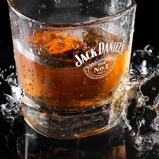 a glass of jack daniels whiskey