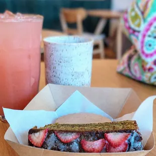 Strawberry lemonade paired with Strawberry Matcha Bread - delicious!