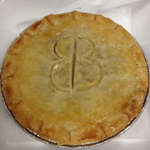 a pie with a monogram