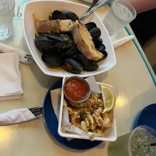 Mussels, calamari