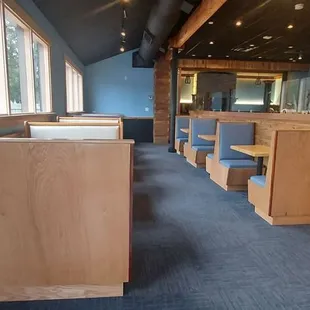 Dining area on other side of bar and no more garage doors.