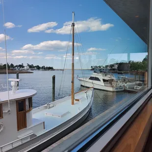 a boat docked at a dock