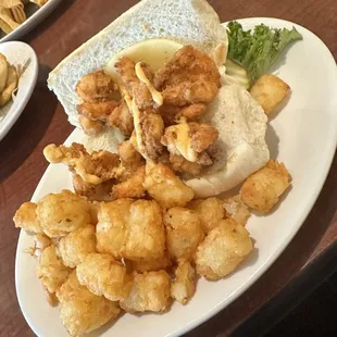 Shrimp Po' Boy with Tater Tots