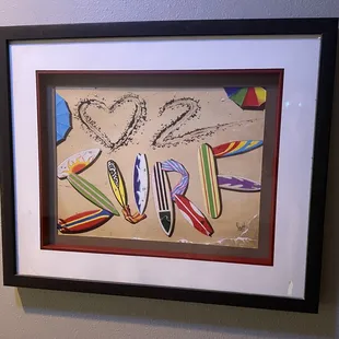 Cute Love 2 Surf Wall art, Surf Shack