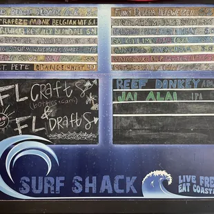 2021 Craft brews menu, Surf Shack