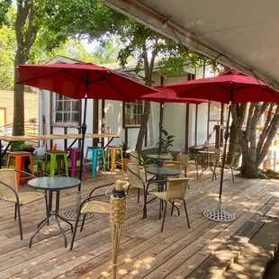 One of many outside seating areas