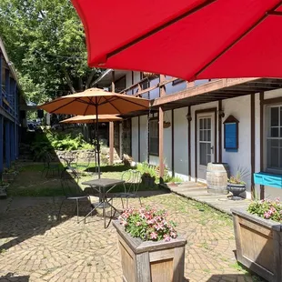 One of many outside seating areas
