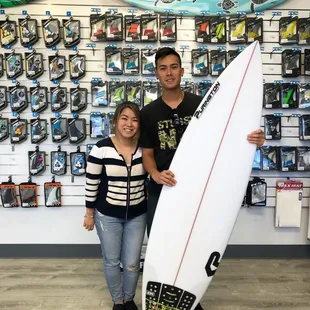 Happy customer with his Purington surfboard