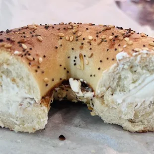 Everything bagel with cream cheese