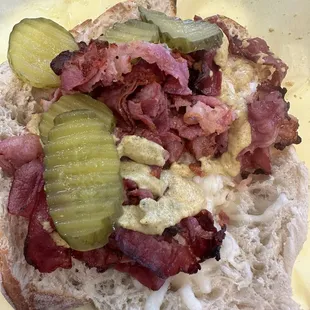 Pastrami sandwich extra pickles