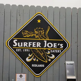 a sign for surfer joe's