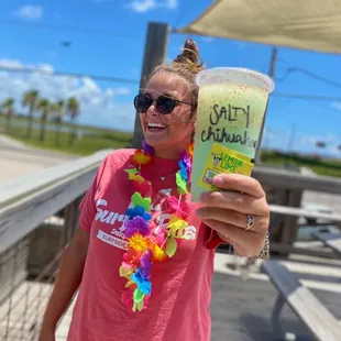 One of our latest drinks of the week! Salty Chihuahua: margarita with lemonade and salt and tajin!