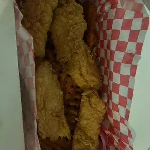 Half &amp; Half Basket: Four Piece Flounders With Sweet Potato Fries From Surfing Crab Cajun Seafood Restaurant
