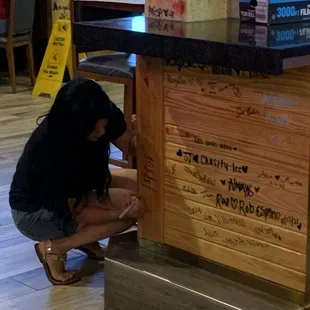 Wifey was so happy, they let us write on their wall