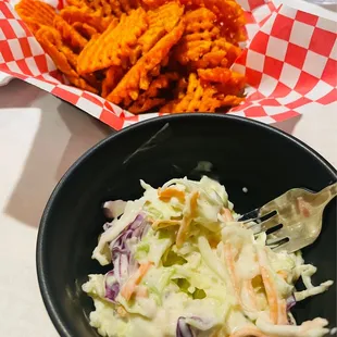 Coleslaw &amp; Sweet Potato Fries