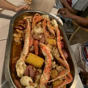 Tub of seafood boil