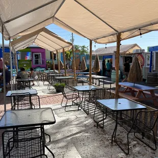 tables and umbrellas