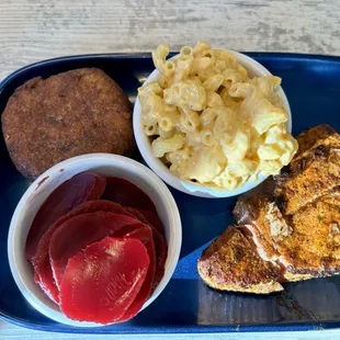 Pick two with tuna, crab cake, beets and mac and cheese.