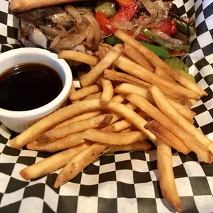 Cheese steak and fries