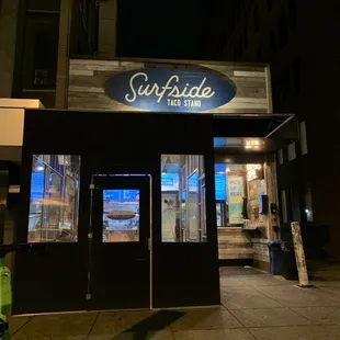 the entrance to the restaurant