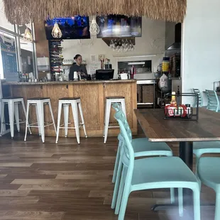 Bar and dining room.