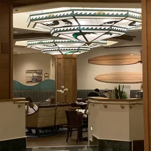 a view of the dining area