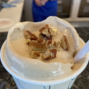 Up close turtle shake vanilla chocolate butter scotch and pecans