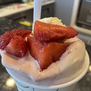 Strawberry cheesecake milkshake. Oh my gosh I must have if you love strawberry cheesecake