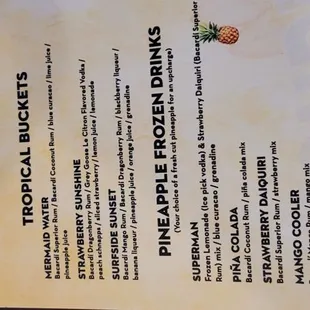 Drink menu