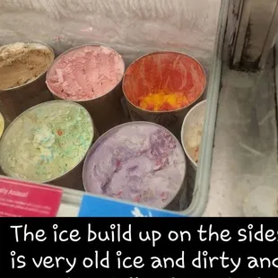 All the ice build up is so think that the dirty ice falls into the clean ice cream below. Very unhealthy!