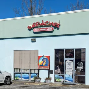 a car parked in front of a building