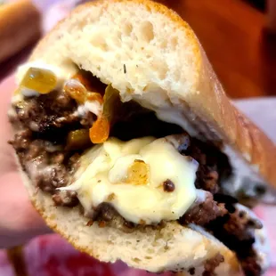 Fantastic close up shot of our tasty philly cheesesteak sub