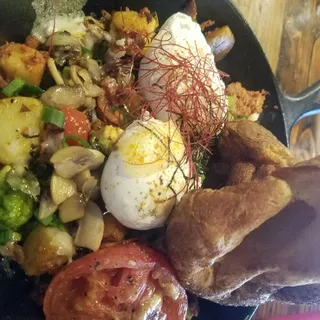 Brussel Hash Eggs Breakfast