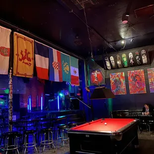 Pool hall and stage in the back