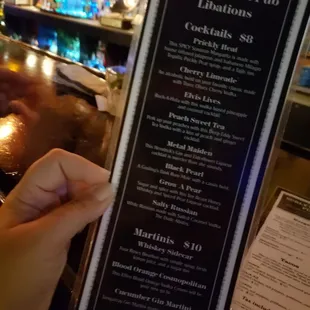 Cocktail menu