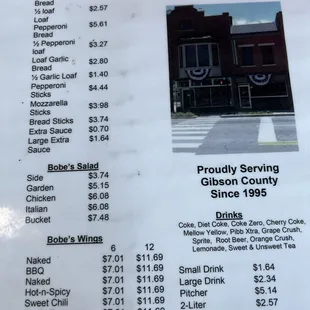 prices for the restaurant