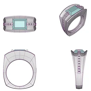 Aquamarine Custom Ring design in CAD