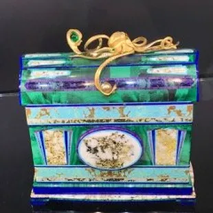 "Treasure Chest" Intarsia by Medvedev and 22Kt. Golden Octopus by Susan Helmich.