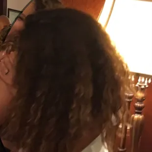 Before: "triangle" shaped cut/ poor definition of curls