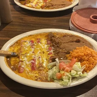 Eddie's Special- Cheese Enchiladas with Carne Quisada
