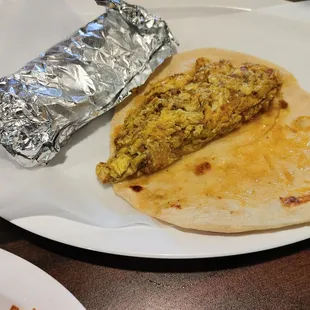 a tortilla and a burrito