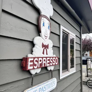 a sign for espresso fine pastries