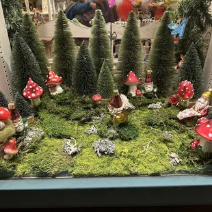 An enclosed display looking into the shop from the entrance to The Shed restaurant.