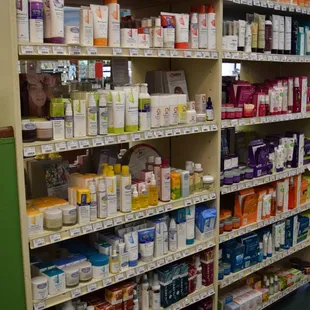 shelves of skin care products