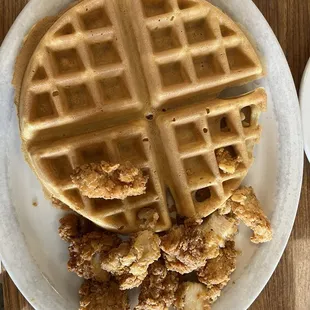 Chicken bites and waffle