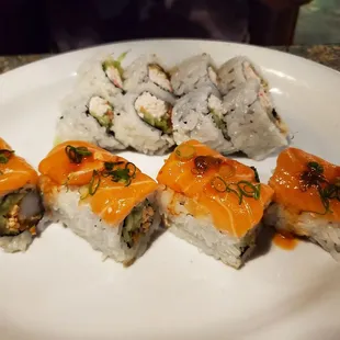 The grizzly bear and the cucumber/krab/eel roll